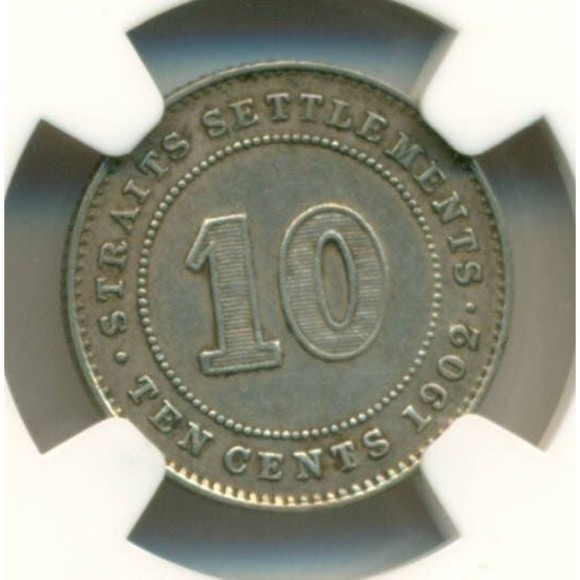 Straits Settlements (Malaysia) Silver 1902 10 Cents Edward VII XF45 NGC - Picture 4 of 4